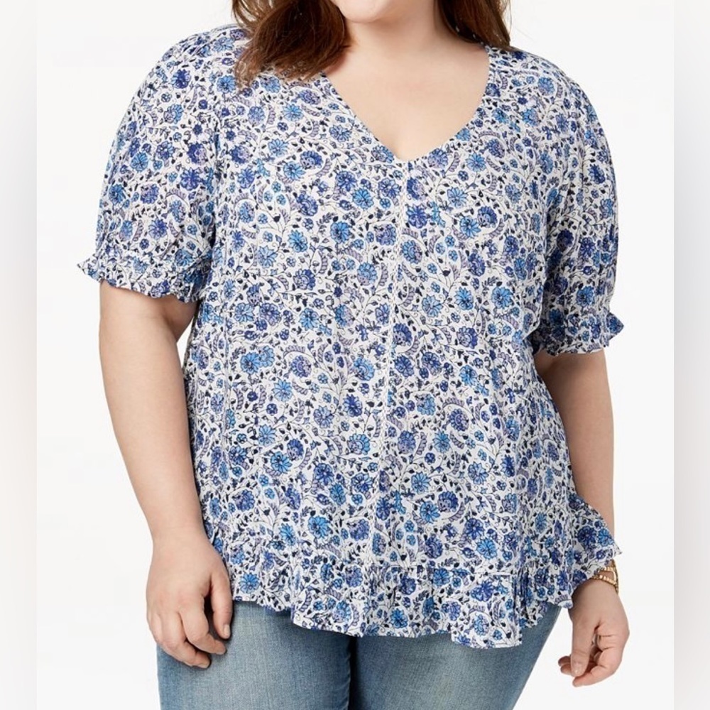 Lucky Brand Women’s Floral Boho V-neck Blouse